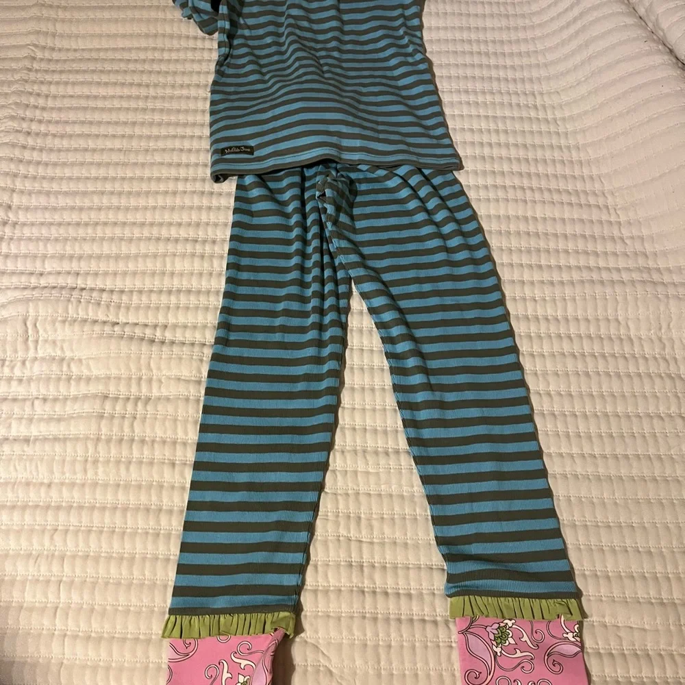 Matilda Jane Teal and Olive Striped Kids set pants new with tag‎